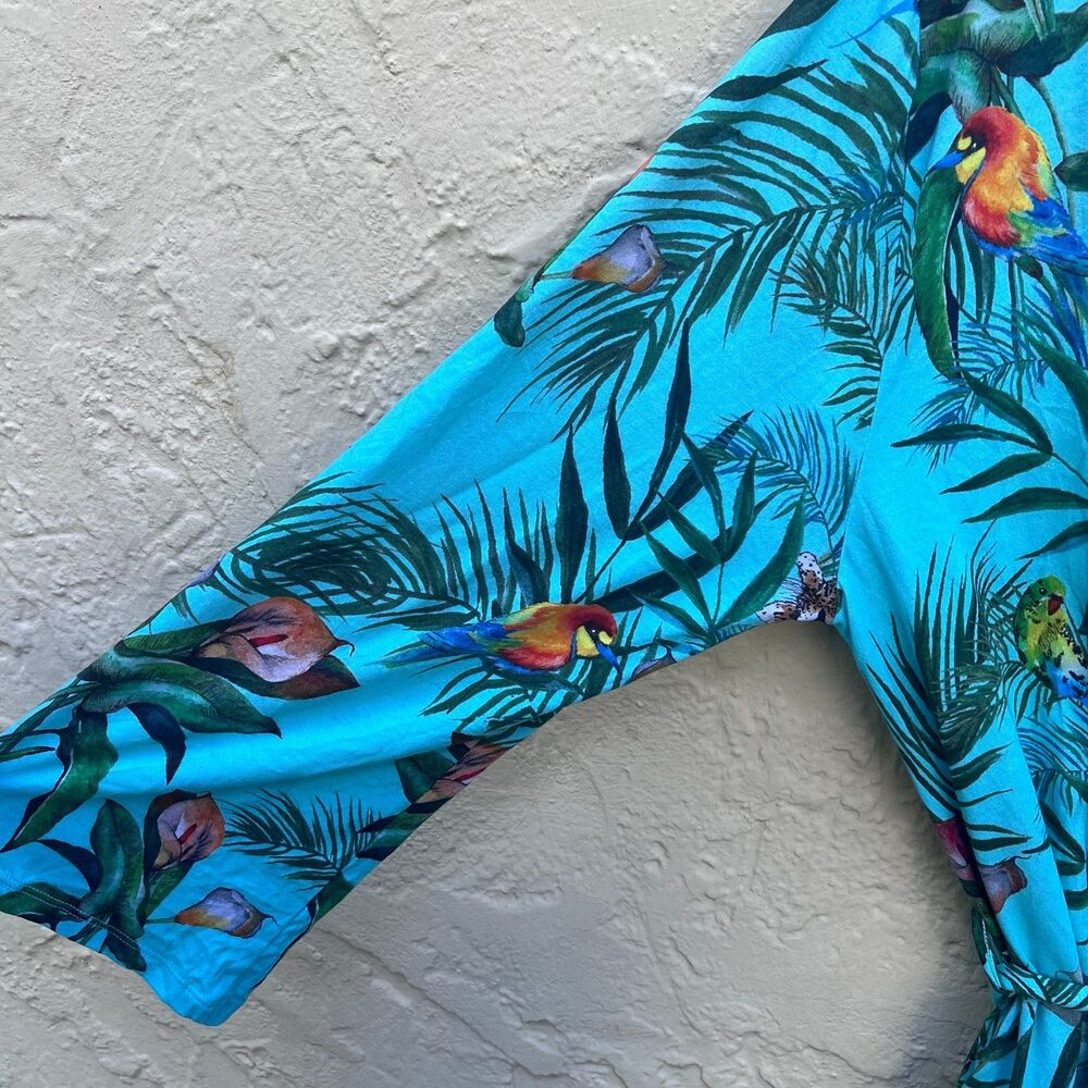 Johnny Was "Taina" Tropical Print Cotton Modal Sleep Robe - Size XL - Picture 7 of 9